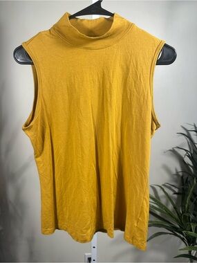 N259. Tahari Sleeveless Mock Neck Tank Top - Mustard Yellow